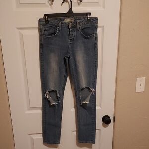 Topshop Women's Light Blue Ripped Skinny Jeans